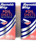 Pop Up Foil Sheets 2 Pack No Cutting No Tearing No Fuss No Mess Easy Pre Cut Aluminum Wrap 25 Sheets Per Pack 14 Inch By 10 And A Quarter Inch