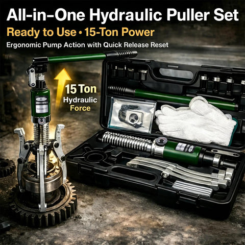 Heavy Duty Hydraulic Gear Puller 15 Ton Capacity With Adjustable 2 Or 3 Jaws Bearing Hub Separator tool set open case