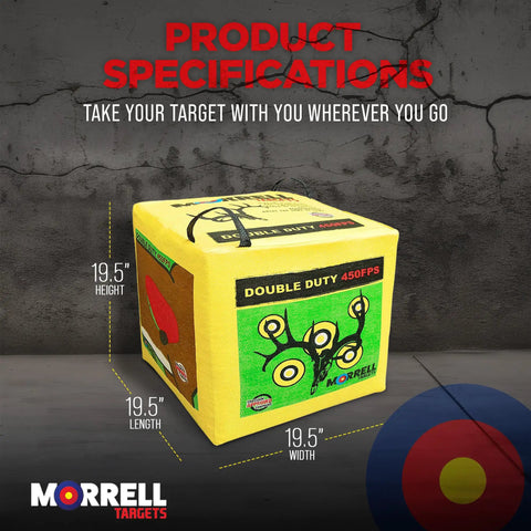 Beast Mode Archery Target Bag For 450 FPS Practice Cube Field Point Target with bullseyes, 19.5" yellow bag with handles.