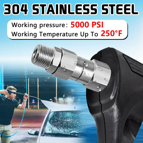 Three Eighth NPT Pressure Washer Swivel Fitting Anti Twist Connector 360 Degree Stainless Steel Male To Female For Hose And Gun Kink Free Joint Two Pack, 304 steel