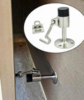 Heavy Duty Stainless Steel Door Stopper With Hook And Rubber Bumper, Wall And Floor Mount Door Holder Quiet Dampening Stop installed