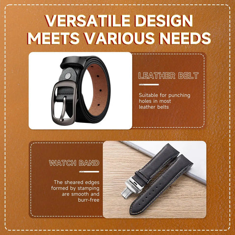Heavy Duty Leather Hole Punch Set With 1mm To 10mm Holes Twenty Five Sixty Fourths Inch creates clean holes in belts and watch bands