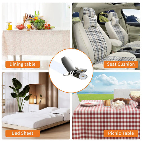 Hidden Strap Tablecloth Clips 5 Pack Adjustable Elasticity Large Clamps For Thick Tables Indoor Outdoor Use Picnic Camping