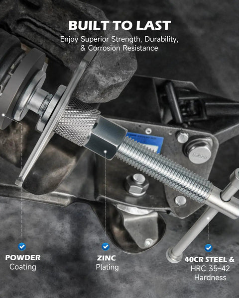 Close-up of 24 Piece Brake Caliper Compression Tool Set For Universal Disc Brakes With Piston Wind Back Kit And Blue Case DIY Friendly