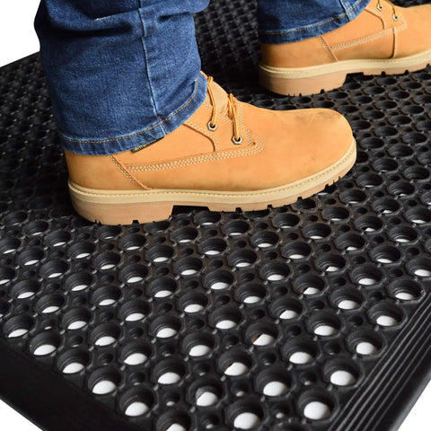 Anti Fatigue Outdoor Rubber Mat With Drainage And Non Slip Backing Workhorse Heavy Duty Floor Mat For Restaurant And Bar Use 3 By 5 Feet Black Durable Cushioned Kitchen And Entryway Mat Great For High Traffic Areas