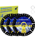 3 Piece 4-1/2 Inch Diamond Multi-Purpose Saw Blades For Angle Grinder For Cutting Marble Quartz Stone Tile Metal Plastic