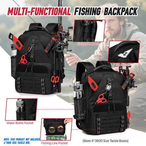 fishing tackle bag with rod holder Water Resistant Backpack KastKings fishing backpacks features compact KastKing KarryAll Fishing Tackle Backpack