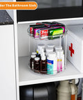 Two Tier Lazy Susan Turntable For Cabinets And Pantry 9.5 Inch Diameter organizing medicines under bathroom sink.