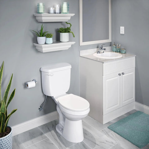 Ready To Rock 19 Inch Round Drop In Bathroom Sink Crafted From Premium Vitreous China Featuring Pre Drilled Faucet Holes Rear Drain Overflow Guard And Crisp White Tone For Your Bathroom in modern bathroom setting.