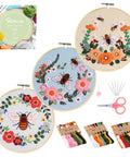 All In One Bee Embroidery Kit For Beginners With Hoop And Thread, 3 Pack Cross Stitch Sets, Bee Patterns, Threads, Needles, Threader