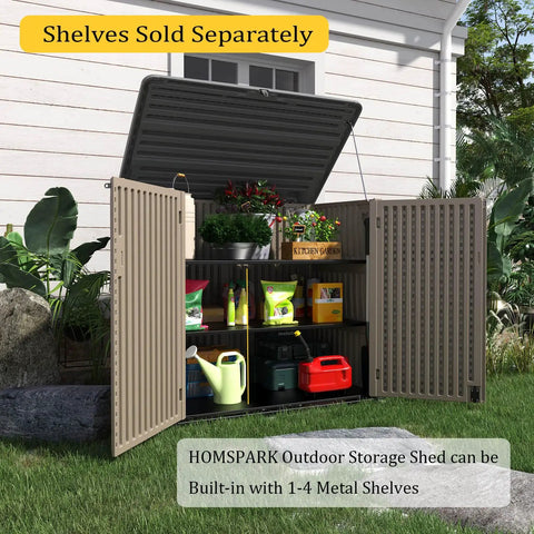 Weatherproof Outdoor Storage Shed Cabinet 48 Cu Ft Extra Large with Open Doors in Garden