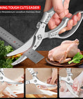 Heavy Duty Poultry Shears Kitchen Scissors With Non Slip Handle And Safety Lock A Real Workhorse For Cutting Chicken Meat Turkey Fish And Veggies Spring Loaded And Dishwasher Safe