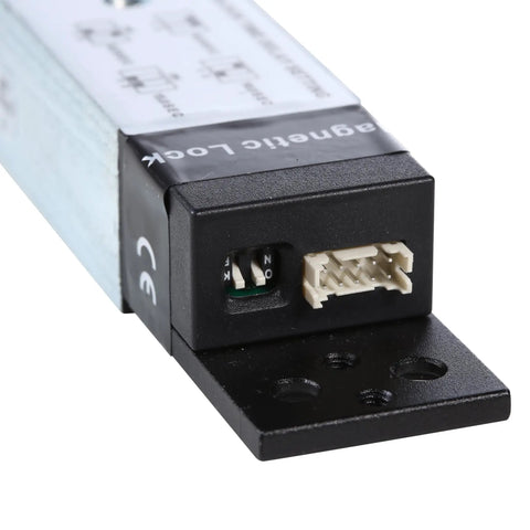 Close-up of 2600lb Magnetic Lock With Concealed Mount 12VDC Electric Shear Lock showing connector and label