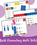 Math cards with colorful cubes, Kid Friendly Hands On Linking Math Cubes For Elementary Math Learning, showcasing activities.
