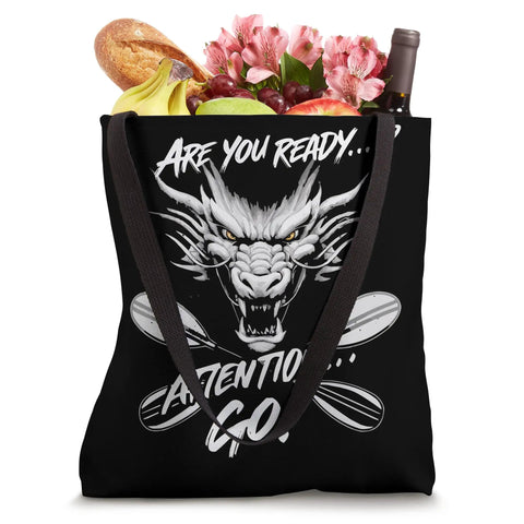 Dragon Boat Paddler Tote Bag For Dragonboating Enthusiasts with dragon design, 16x16 inch, carrying groceries and flowers