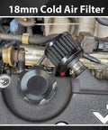 18mm Cold Air Intake Filter For Cars And Motorcycles With Adjustable Clamp High Flow Breather Filter Turbo Vent Cleaner Accessory Precision Dust Filtration For Enhanced Engine Performance And Longevity Black installed in engine
