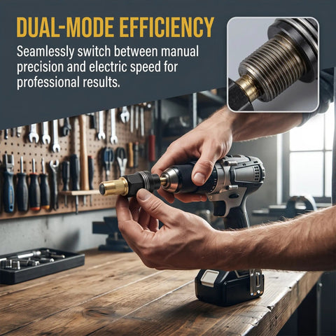 Heavy Duty Hand Riveter Pliers Kit With M3 To M10 Mandrels And Ten Threaded Inserts, showing dual-mode functionality.