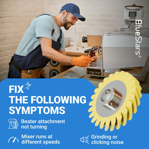 Technician demonstrating the Mixer Worm Gear Replacement Set For Whirlpool And KitchenAid Mixers Replaces 4162897 4169830 AP4295669