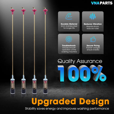 4 Pack Washer Suspension Rod Damper Replacement Kit For Front Load Washers with durability and vibration reduction features.