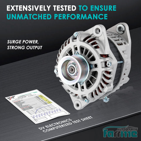 130A 12V Replacement Car Alternator For Nissan Altima 2007-2010 Murano 2009-2014 Maxima 2009-2010 Quest 2011-2017 V6 3.5L displayed with test sheet