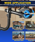 Bent Wall Mount Bike Repair Stand With Adjustable Clamp for Road and Mountain Bikes installed on wall showing various bike types