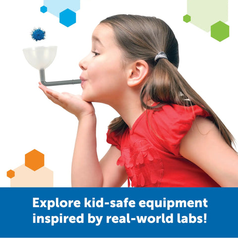 Child using STEM Explorers Superhero Science Kit For Kids With Magnets Color Mixing Levitation And Critical Thinking Experiments 21 Piece Set For Ages 6 Plus Hands On Real World Lab Tools Kid Safe