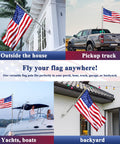 Six Foot Flag Pole Kit With Tangle Free Spinning Design Weather Resistant Rustproof Stainless Steel Pole for 3x5 Flags on house, truck, boat, backyard