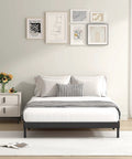 Heavy Duty 2 Inch Queen Box Spring With Rounded Corners And Ironclad Steel Base Featuring Premium Wood Slats on modern bed setup.