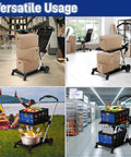 Heavy Duty Collapsible Shopping Cart On Wheels With Dual Bins Two Tier Folding Grocery Cart for versatile usage scenes