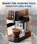 Top Shelf 20 Bar Espresso Machine With Bright Touch Panel For Six One Touch Drinks And Smooth Milk Frother Compact Brewer Solid Pick For Your Home Desk Setup, espresso brewing in action.