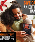 Kickass Magnetic Wristband With Thumb Loop Keeps Screws Nails And Drill Bits Locked Tight While You Tackle Projects Crafted From Reinforced Ballistic Nylon Perfect Gift For Men Dad Handyman, displayed with a father and child.