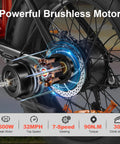 Close-up of Beast 1500W Fat Tire Electric Bike For Adults With 48V 18Ah Removable Battery 20 Inch MTB Ebike motor