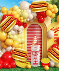 Barbecue Balloon Garland Arch Kit With 176 Pcs Red Yellow White Balloons And Hot Dog Foil Balloons for outdoor party decor