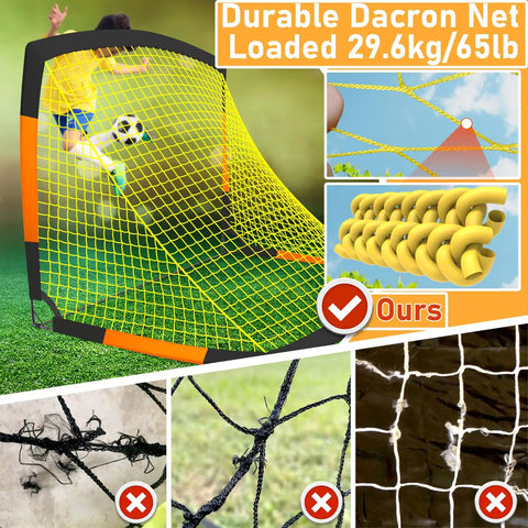 Kids Backyard Soccer Goal Net 5x3.6 Feet Two Set For Home Practice And Family Fun Weather Resistant And Easy Setup, side view
