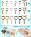 840 Pieces Small Screw Eye Pins For Jewelry Making And Beading Tiny Eye Hooks With Six Colors Mini Eyelet Hooks In Three Sizes