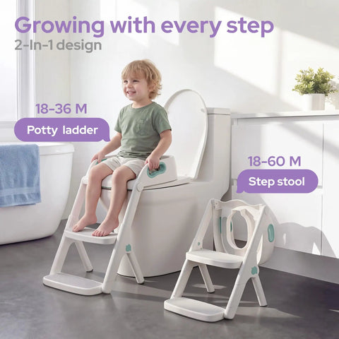 Heavy Duty Potty Training Seat And Step Stool For Toddlers Features Rock Solid Anti Slip Grip Extended Splash Guard Easy Foldable Frame Hassle Free Setup Smooth Transition To Regular Toilets