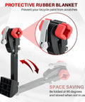 Close-up of Wall Mount Bike Repair Stand With Foldable Heavy Duty Maintenance Rack And Adjustable Clamp, showing red protective rubber clamp.