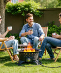 Group enjoying 20 Inch Outdoor Fire Pit With Grill, Smokeless Propane Burner Delivers 60000 BTU Heat on patio