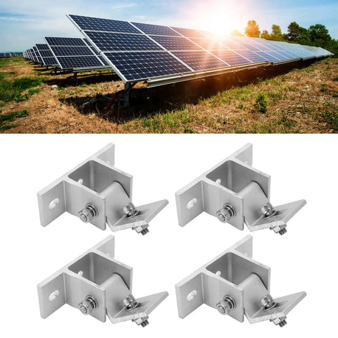 Four Eight Piece Solar Panel Mounting Bracket Feet with Screws and Gaskets for RVs, Trailers, Vans, Campers, Boats in aluminum