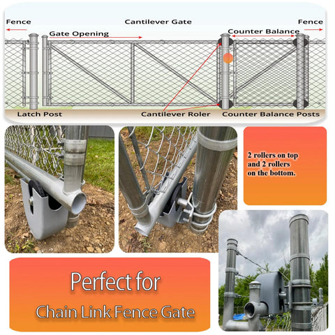Installed sliding gate rollers cantilever gate rollers nylon gate rollers for 4 inch round posts chain link fence gate frames