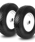 2 Pack 16 Inch Rubber Solid Heavy Duty Flat Free Tires And Wheels For Wheelbarrows Wagons Hand Trucks Trolleys And Garden Carts