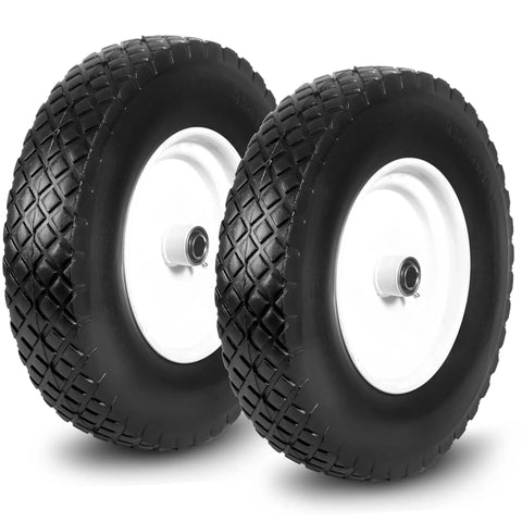 2 Pack 16 Inch Rubber Solid Heavy Duty Flat Free Tires And Wheels For Wheelbarrows Wagons Hand Trucks Trolleys And Garden Carts
