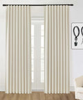 102 Inch Track Curtain Set With Ceiling Mount, Two Panels, Beige Blackout Drapes For Living Room Or Office, Room Darkening Curtains