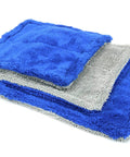 Autofiber Amphibian mini dual-side microfiber towels, stack of four blue/gray, 8x8 in, glass cleaning