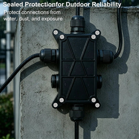 IP65 Waterproof Outdoor Junction Box With Cable Glands For Lever Nut Connectors mounted on concrete