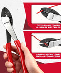 Built Tough Heavy Duty Wire Crimpers And Cutter For 10 To 22 Awg Terminals, showing cutting and crimping capabilities.