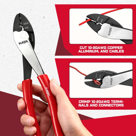 Built Tough Heavy Duty Wire Crimpers And Cutter For 10 To 22 Awg Terminals, showing cutting and crimping capabilities.