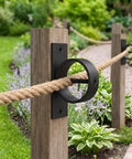 5 Piece Rope Holder Set With Cross Screws Black Stainless Steel Rope Hanger Hardware For Garden Fence And Dock Easy Install Heavy Duty Rustproof 304 Stainless Steel Outdoor Mounts on wooden post