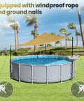 Above Ground Pool Shade Kit With Storage Tray, UV Resistant Shade Sail For 15 To 22 Ft Pools, outdoor setup with poles