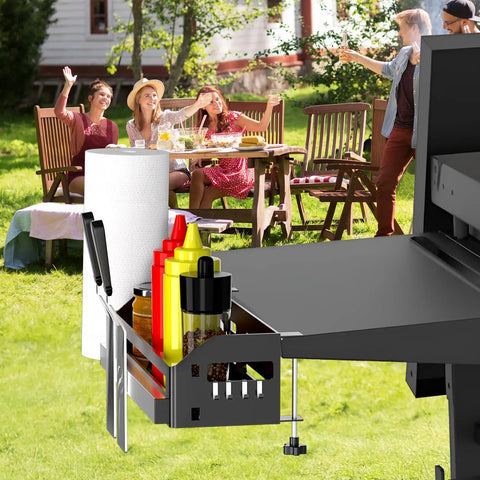 Griddle Caddy Organizer For 28 Inch And 36 Inch Griddles Prep Cart, Space Saving Must Have BBQ Grill Storage with bottles and towels